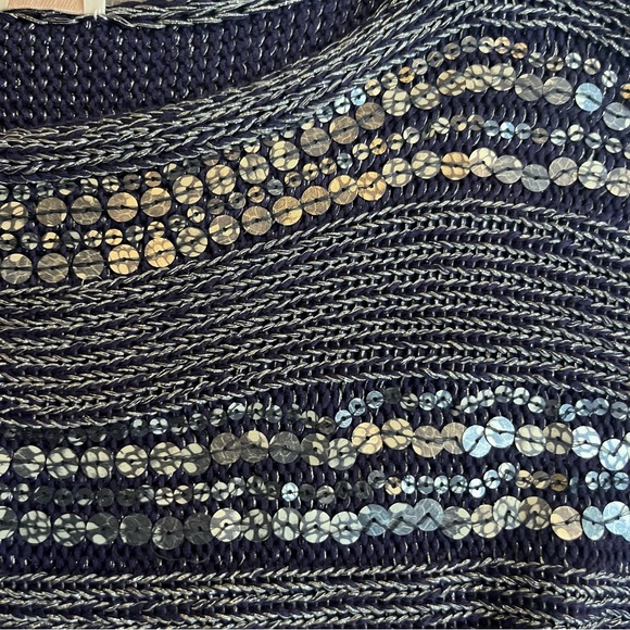 Chico's Navy and Silver Sequin Festive Sweater size 2 - Picture 4 of 10